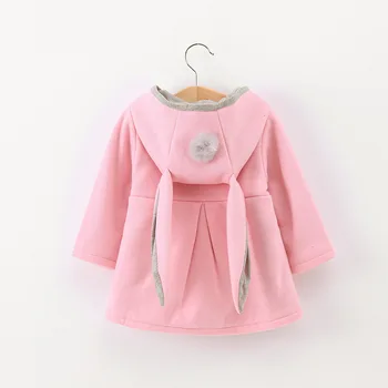 Zimné jeseň baby dievčatá kabát Dlhý rukáv 3D Rabbit ears módne bežné deti hoodies oblečenie oblečenie detí vrchné oblečenie