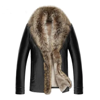 Zimné nové mužov ovčej vlny kožená bunda Originálne kožené kabáty zahustiť kožušinových zvierat golier jaqueta masculino plus veľkosť M-5XL