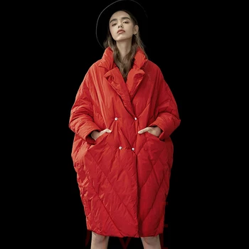 Zimné Nové Módne Ženy Dlho Nadol Bunda Teplý Kabát Nadrozmerná Outwear Plus veľkosť Žena Znásobí Parkas
