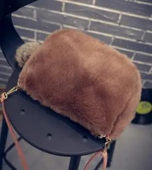Zimné nové taška cez rameno, kabelka kórejský Messenger taška malé plyšové kabelka