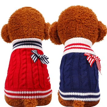 Zimné Oblečenie pre psy, Bow-tie Navy Psa Svetre Pulóver Vianočné Oblečenie Kabát Šteňa Jazvečík Jumper Oblečenie Jersey Perro