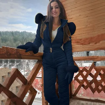 Zimné Oblečenie Wome Módne Jumpsuit Bežné Hrubé Teplé Snowboard Skisuit Outdoorové Športy Zipper Lyžiarske Oblek платье для девочки