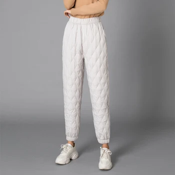 Zimné Pevné Dole bavlna Ženy nohavice Plus veľkosť High-pás Vetru Zahustiť Voľné Nohy Strečové nohavice pás Ženský Teplé Nohavice