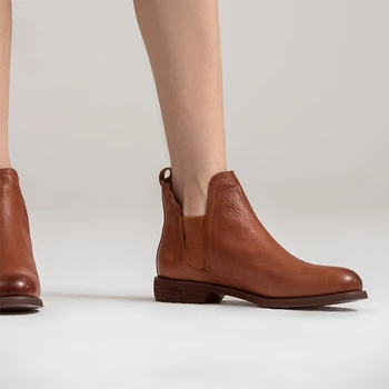 Zimné pravej Kože Chelsea boots Ženy Členkové Topánky Pohodlné kvalitné mäkké Topánky Značky Dizajnér Ručné 2020 hnedé topánky