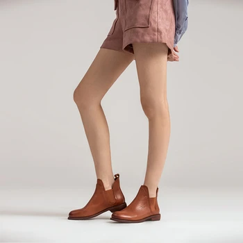 Zimné pravej Kože Chelsea boots Ženy Členkové Topánky Pohodlné kvalitné mäkké Topánky Značky Dizajnér Ručné 2020 hnedé topánky