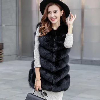 Zimné Umelú Kožušinu Žien Vesta Kabát Fox Luxus v Teple bez Rukávov Ženy Vesty Coats 2020 Nové Dámske Elegantné Sako Lady Plus Veľkosť 3XL