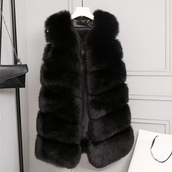 Zimné Umelú Kožušinu Žien Vesta Kabát Fox Luxus v Teple bez Rukávov Ženy Vesty Coats 2020 Nové Dámske Elegantné Sako Lady Plus Veľkosť 3XL