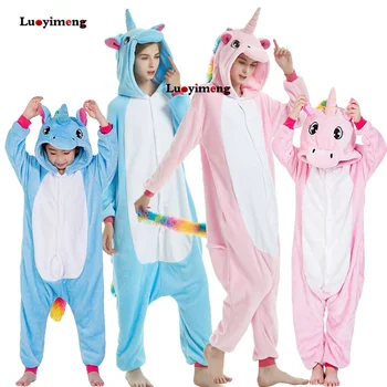 Zimné Zvierat Onesie Deti Kigurumi Jednorožec Pyžamo Sleepwear Pre Ženy, Dospelých Pijama Dieťa Dievča Oblečenie Chlapci Odev Trakmi