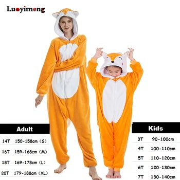 Zimné Zvierat Onesie Deti Kigurumi Jednorožec Pyžamo Sleepwear Pre Ženy, Dospelých Pijama Dieťa Dievča Oblečenie Chlapci Odev Trakmi