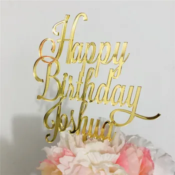 Zlato Akryl Osobné Meno Narodeninovú Tortu Vňaťou Happy Birthday Cake Vňaťou Vlastné Drevo Tortu Vňaťou Dekorácie