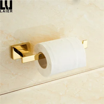 Zlato toaletného Papiera Držiak štvorcovou základňou jednoduché kúpeľňové Doplnky na Stenu