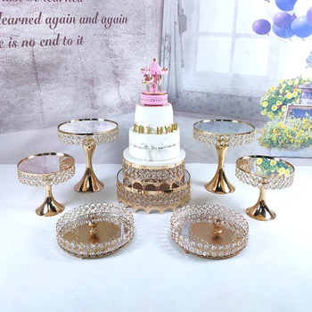 Zlato tortu stojan, sada 6-9pcs crystal cupcake zásobník tortu nástroje domáce dekorácie dezert tabuľka zdobenie Svadobné party Displej