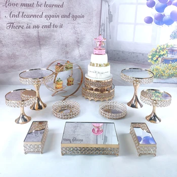 Zlato tortu stojan, sada 6-9pcs crystal cupcake zásobník tortu nástroje domáce dekorácie dezert tabuľka zdobenie Svadobné party Displej