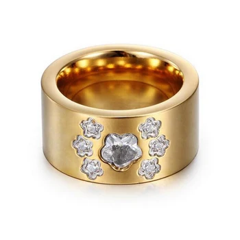 Zlatá Farba Star Crystal Kanál Titán Nehrdzavejúcej Ocele, Prstene, Svadobné Šperky pre Ženy
