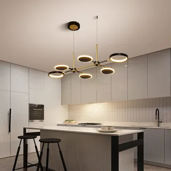 Zlatá/Čierna Moderný Jednoduchý LED Luster osvetlenie Kuchyne Jedáleň Ostrov Závesné Osvetlenie Bar Reštaurácia Prívesok Lampa Otočná