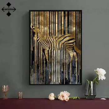 Zlaté Fólie Kôň Plátno Maľovaní Plagátov a vzorom Zebra Zvieratá Plagáty Moderný Štýl Abstraktných obrazov na Stenu pre Izba Dekor