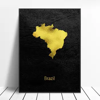 Zlaté Mapu Umenie Brazília Plátno Na Maľovanie Na Stenu Umenie Fotografie Vytlačí Domova Stene Plagát, Dekorácie Pre Obývacia Izba