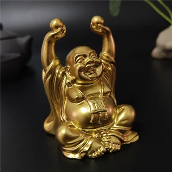 Zlaté Smeje Sochu Budhu Čínsky FengShui Maitreya Budha Socha Figúrky Domov Záhradné Dekorácie Sochy Šťastie Darček