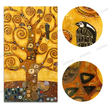 Zlatý Strom Života Vtákov Prírodných Rytie Dizajn, Grafika, Plátno Art Print Maľovanie Plagátu, King Size Stenu Obrázok, Dekor