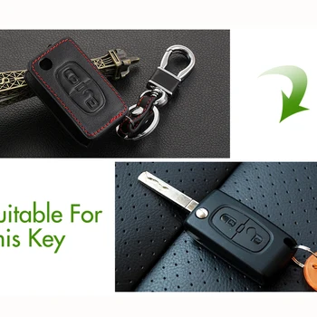 Zložiť tlačidlo Čierne Originálne kožené Kľúča Vozidla Kryt keychain Pre Peugeot PRIEBEHU 206 207 307 308 407 508 Pre Citroen C2 C3 C4 C5 C6 Quatre