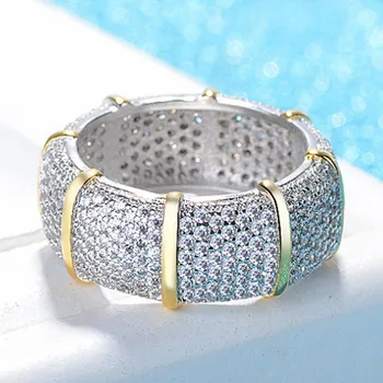 Zlxgirl šperky plné kolo AAA mirco spevnené zirkón snubné prstene pre svadobné šperky, Zlato, ródium zmiešané á ženy prst krúžky