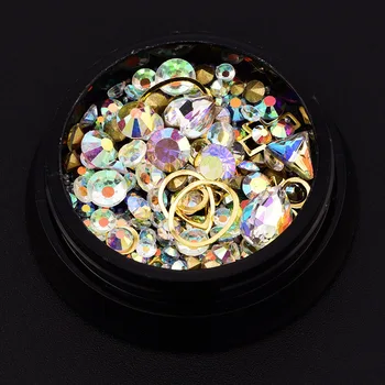 Zmiešané Kužeľ Bod Ploché Späť Nail Art Drahokamu Crystal Box pre Epoxidové Živice Silikónové Formy Šperky Výrobu Komponentov Plavidlá typu 