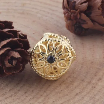 ZMZY 3D Zlatá Farba Kvetu S Krištáľovo Pôvodné 925 Sterling Silver Charms Korálky Had reťazca Náramok pre Ženy Šperky Darček