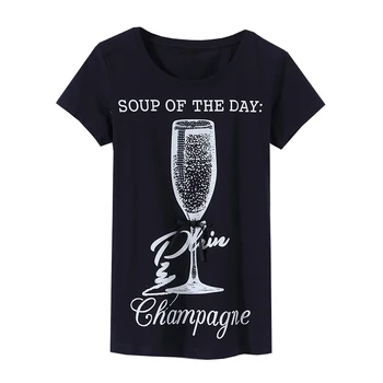 Značka Módne dámske High-end Luxusný Letný Slim Bavlna Korálkové Diamond poháre na víno, Krátky rukáv T-shirt Tees Top