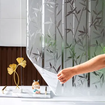 Znečistený Súkromie Okno Film Statické Samolepiace Sklo Nálepky Dúhový Efekt Bambusových listov Dekoratívne Kotúča, pre Kúpeľňa