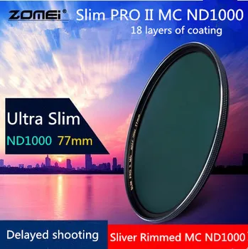 Zomei 77mm Ultra Slim MC ND1000 ŽÚ3.0 1000X 10 Zastaviť Podiel Rimmed Sklo Neutrálne ND Filter pre Canon, Nikon Objektívy Tamron