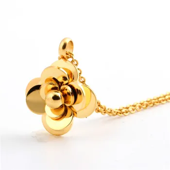 ZORCVENS Horúce módne Ruža Zlatá Farba Nehrdzavejúcej Ocele žien náhrdelník camellia náhrdelník kvet náhrdelníky Choker