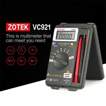 ZOTEK VC921 LCD Digitálny Multimeter Vrecku Auto rozsah DC AC Napätie Ohm Kapacitné Diódy Kontinuity Meter Tester 4000 Počíta