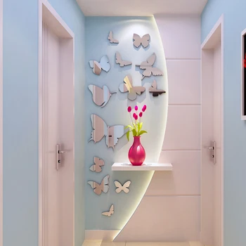 Zrkadlo motýľ 3d akrylové troch-dimenzionální samolepky na stenu miestnosti, spálňa spálňa stenu, dekorácie, nálepky samolepiace