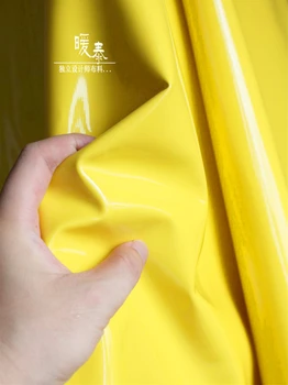 Zrkadlo Syntetická Koža PU Žltý Nepremokavé DIY Patchwork Tašky Luky Kabát Oblečenie Fáze Dekor COSplay Dizajnér Textílie