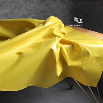 Zrkadlo Syntetická Koža PU Žltý Nepremokavé DIY Patchwork Tašky Luky Kabát Oblečenie Fáze Dekor COSplay Dizajnér Textílie