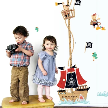 Zs Nálepky Pirát Buccaneer Diaľkomer Stenu, Nálepky Chlapci Spálňa Domova Cartoon Stenu Kotúča, pre Deti Izba Odtlačkový Dieťa nástenná maľba
