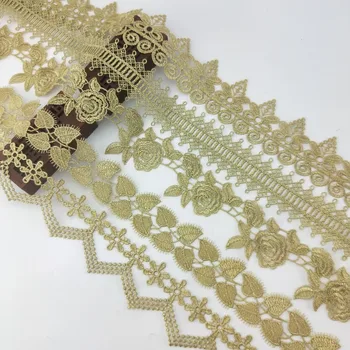 Zsbszc 2 metrov zlato čipky rose listov slnečnice DIY lolita odev, príslušenstvo na šitie, na okraji výbava svadobné čipky materiál XYJB06-XYJB10
