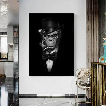 Zviera Gentleman, Plagáty a Vytlačí Opice Lev Vyhovuje Plátno na Maľovanie na Stenu Umelecké Dekoratívne Obrázok pre Miestnosti Domova Cuadro