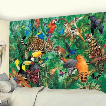 Zviera gobelín stene visí tropical palm rastlín kvetinový vzor, České gobelín domáce dekorácie yoga mat gauč deka