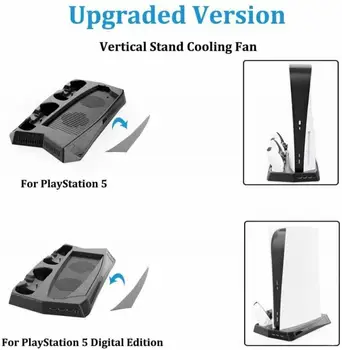 Zvislý Stojan S Chladiaci Ventilátor Pre PS5 Bezdrôtový Gampad Dual Radič Nabíjačku Nabíjacej Stanice Pre SONY Playstation 5 Chladič