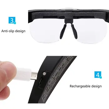 Zväčšovacie Okuliare, Lupy 1,5 X 2,5 X 3,5 X 5.0 X USB Nabíjateľné s LED Svetlom