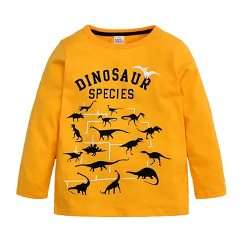 ZWY708 Dlhý rukáv chlapci t košele bavlna zvieratá vytlačené deti oblečenie na jeseň blúzka baby chlapci t dinosaur topy