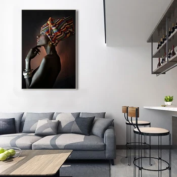 ZYGALLOP Afriky Múr Umenia Plagátu A Vytlačí Elegantné Čierne Ženy Plátno na Maľovanie Moderný Pop Obývacia Izba Dekorácie, Nástenné Maľby
