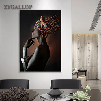 ZYGALLOP Afriky Múr Umenia Plagátu A Vytlačí Elegantné Čierne Ženy Plátno na Maľovanie Moderný Pop Obývacia Izba Dekorácie, Nástenné Maľby