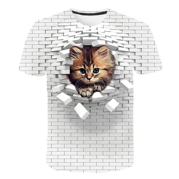 Zábavné tričká kitty T košele, deti, Zvierat Tshirts Bežné Steny T shirt 3d Abstraktné Printwhite Tričko Printed deti Oblečenie