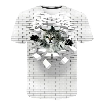 Zábavné tričká kitty T košele, deti, Zvierat Tshirts Bežné Steny T shirt 3d Abstraktné Printwhite Tričko Printed deti Oblečenie