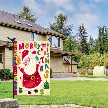 Záhrada Vlajka Krytý Vonkajší Domova Vianoce, Zimné, Santa Claus Snehuliak Vlajka Vianočné Party Dekorácie Domov Bannery 45*30 cm