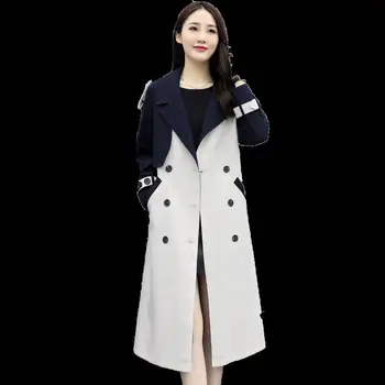 Zákopy Srsti Dámske 2020 Jar Jeseň Slim Elegantné Dámy Módne Oblečenie Dlhé Dĺžky Windbreaker Patchwork Príčinné Coats W129