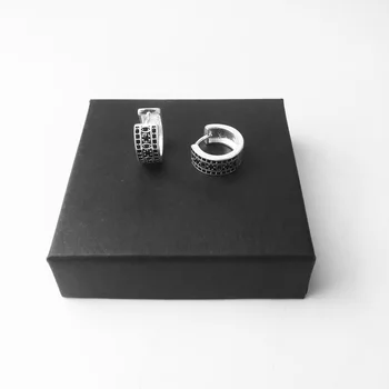 Závesné Hoop Náušnice Kreolská Black Kosoštvorec,Európa Štýl Dobré Šperky Pre Ženy,2017 Trendy Darček V 925 Sterling Silver