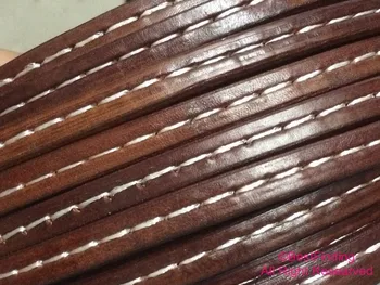 Zúfalý sladkého Drievka kožené Antickej hnedej Stitched 10x6mm sladkého drievka kožené kábel